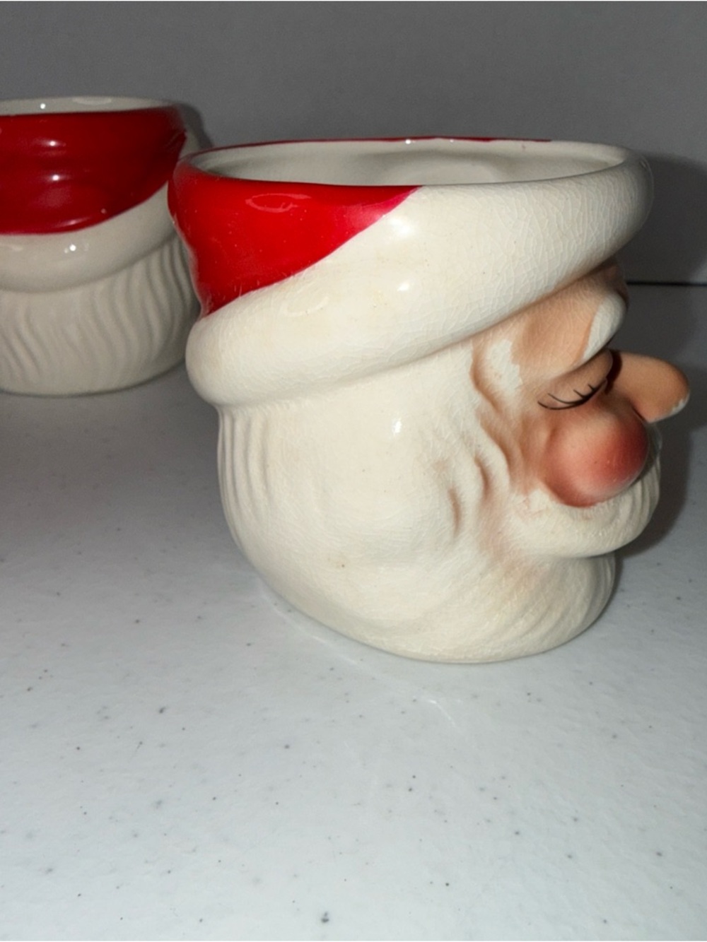 3” Japan made Santa Claus Ceramic Mug - Red and White Holiday Cup set of 4 - Picture 15 of 16